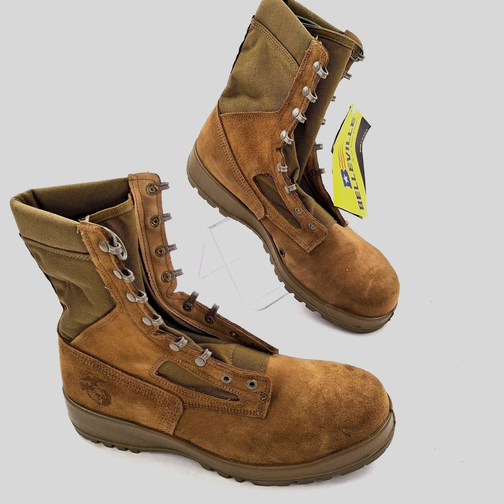 Belleville Combat Boots Mens Size 12.5 Brown Desert Steel Toe USMC Vibram 550 ST